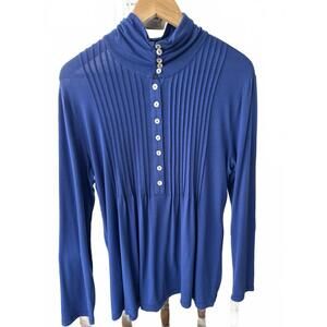 Soft Surroundings Blue Long Sleeve Button-Up Top